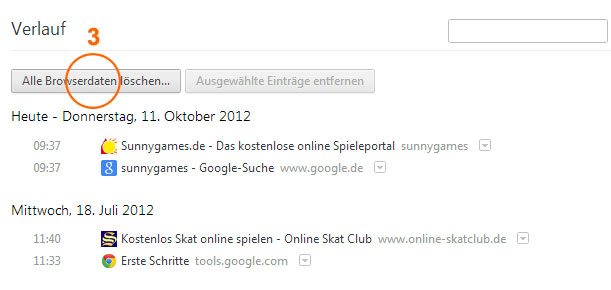 Browser-Cache leeren im Google Chrome 3/5