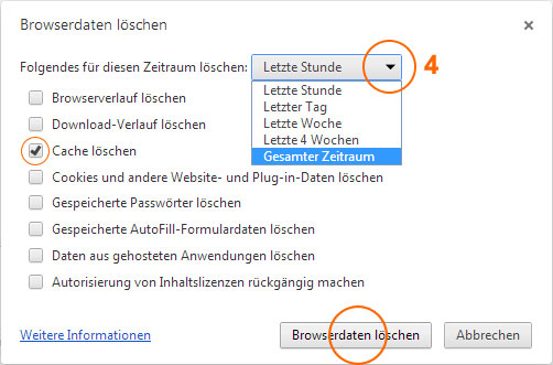 Browser-Cache leeren im Google Chrome 4/5